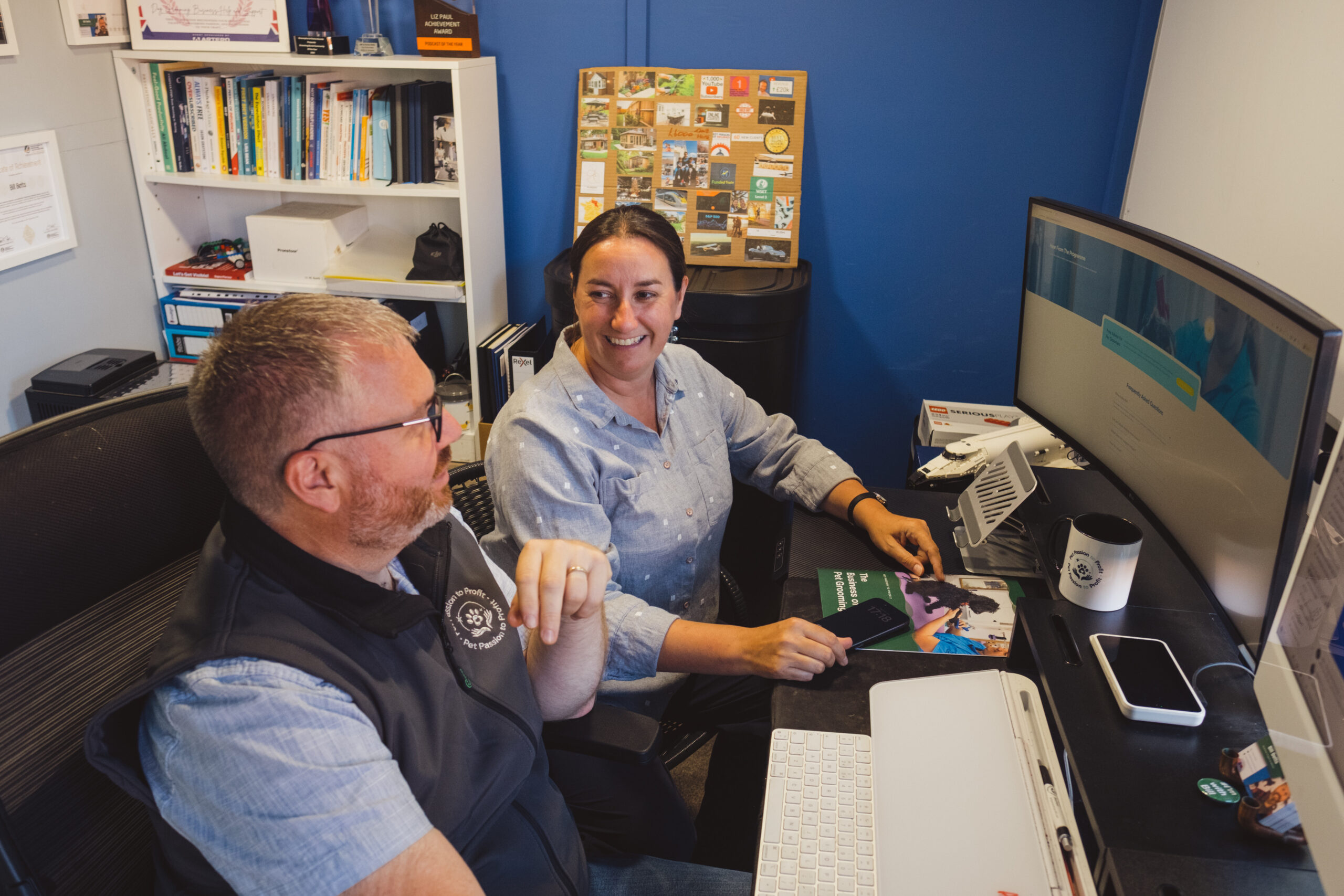 Bill and Emma working together at Pet Passion to Profit